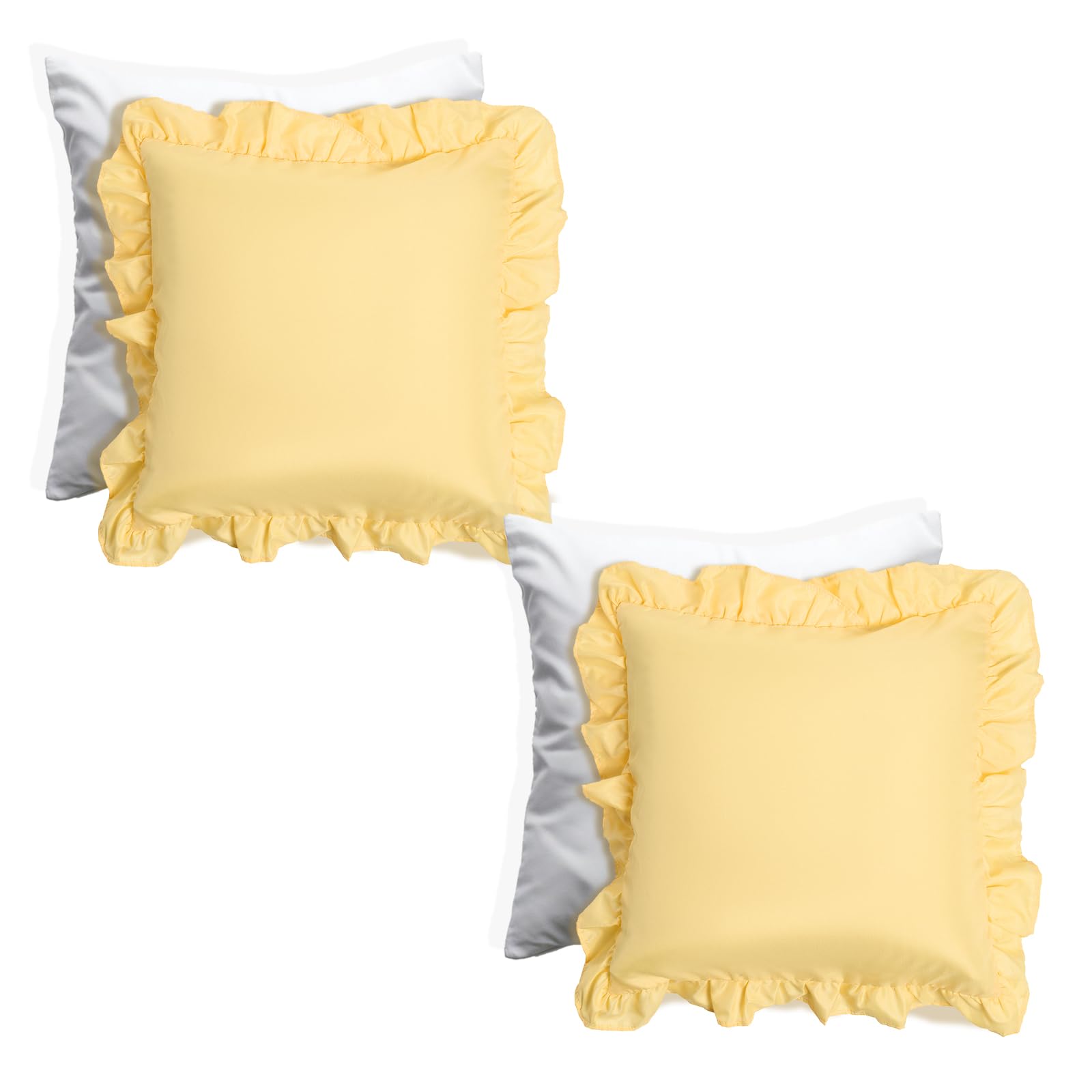 Ohs Women's Lemon Cushions With Covers Included 45 X 45Cm Set Of 2, Soft Comfy Frill Edge Throw Pillow Covers With Invisible Zipper Sofa Cushions For Bedroom Living Room,