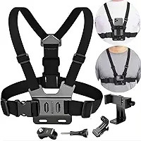 Suporte Peitoral Ajustável para Celular e GoPro, Colete com Ajuste de Ângulo 360°, Compatível com Smartphones e Câmeras de Ação, Colete para Filmagens POV, Preto