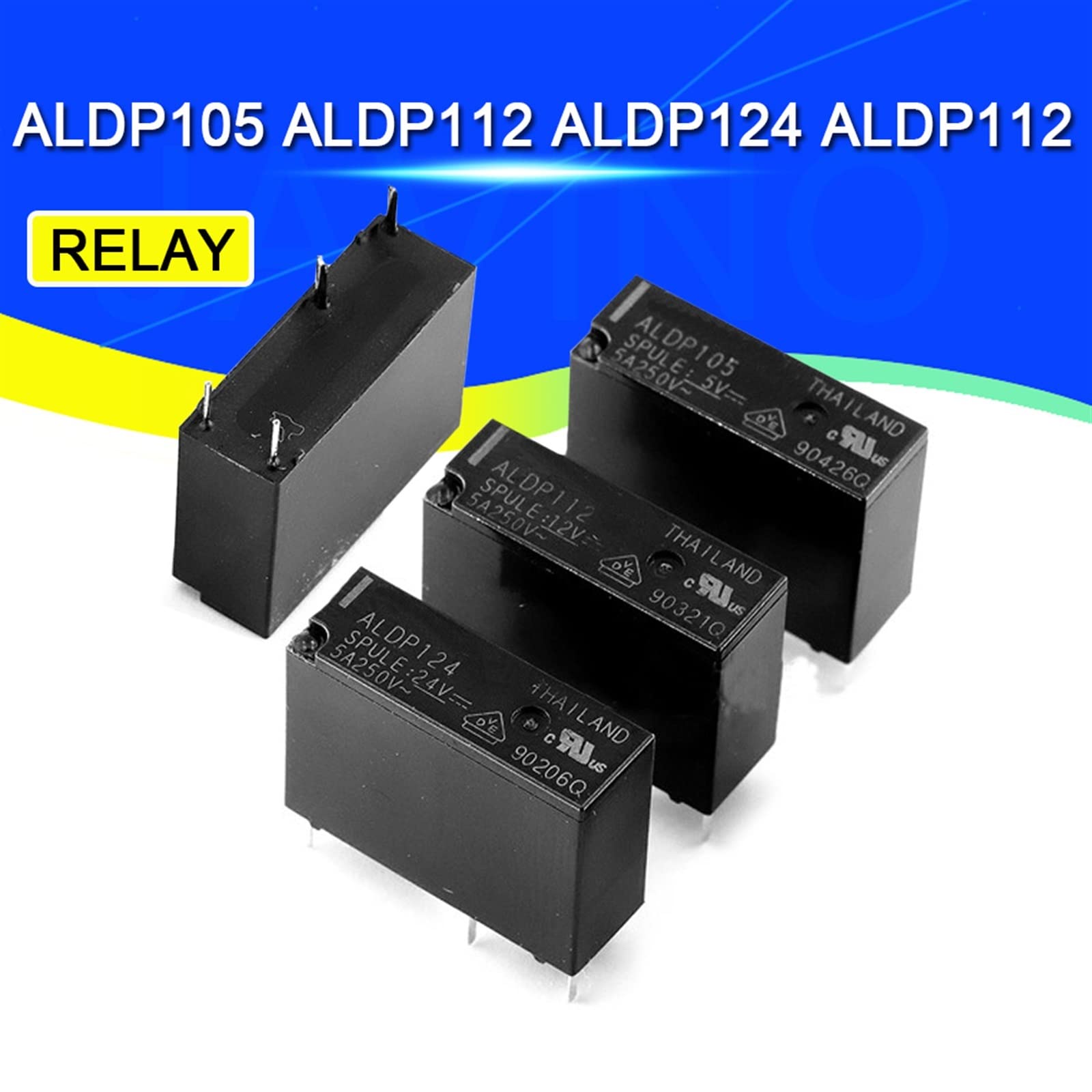 Lot De 2 Relais ALDP124 5A 4 Broches - Contact NO, 24V - Pour Applications Générales Faible Puissance
