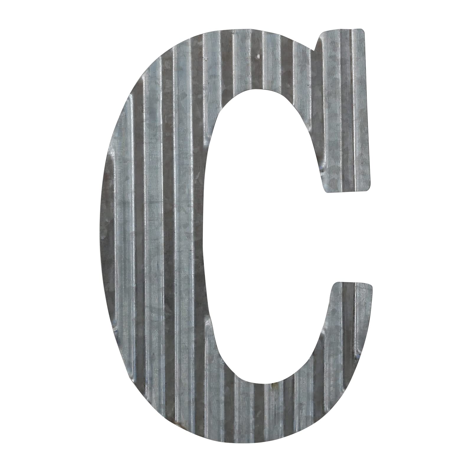 COLLECTIVE HOME - 12" Metal Letter Wall Decor, Galvanized Steel Numbers, Rustic Hanging Decor Symbols, Corrugated Metal Decoration, House Number (C)