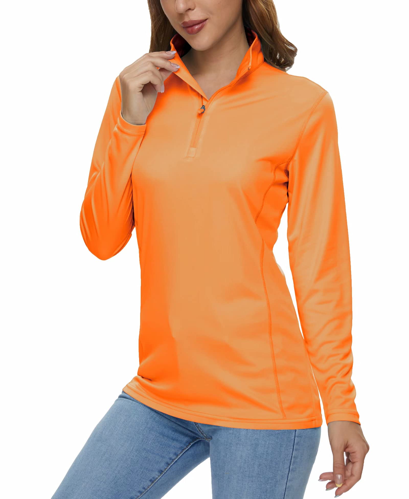 MAGCOMSEN Women's Shirts Long Sleeve 1/4 Zip UPF50+ UV Sun Protection Quick Dry Workout Hiking Athletic Shirts Rash Guard