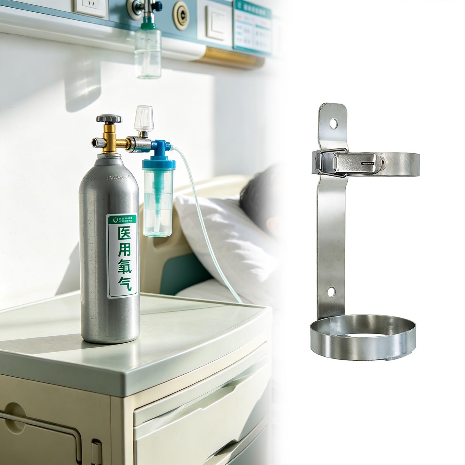 Soporte para Botella de Oxígeno Soporte de Pared para Bombonas de Oxígeno Pequeñas, 2, 2.8, 4, 10 L Organizador de Bombonas de Gas para Hospitales, Soporte para Bombonas de Propano(10 L)