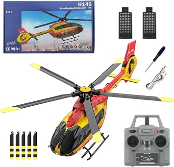 RC Helicopter C190 H145 2 Brushless Motor 6CH 6-Axis Gyroscope Altitude Hovering Optical Flow Localization with 2 Batteries One Click Roll Takeoff and Landing for Adults Beginners Style 1