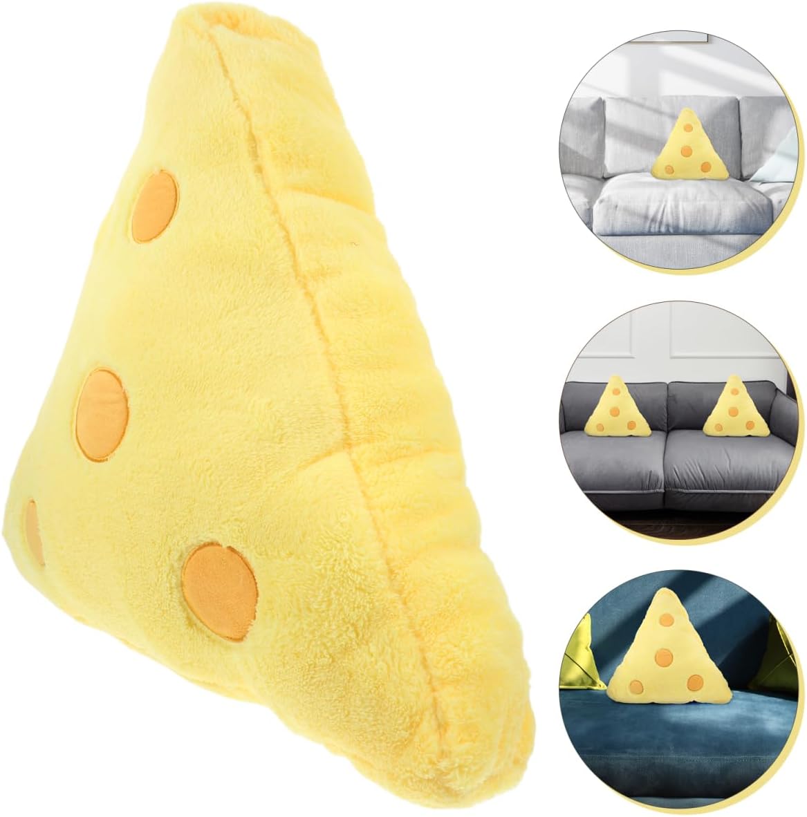 ULTECHNOVO 17.7" Large Cute Cheese Pillow: 3D Realistic Shaped Plushie Throw Pillow for Couch & Bed, Soft Funny Food Plush Toy for Aesthetic Room Decor, Unique Gift for Cheese Lovers, Yellow