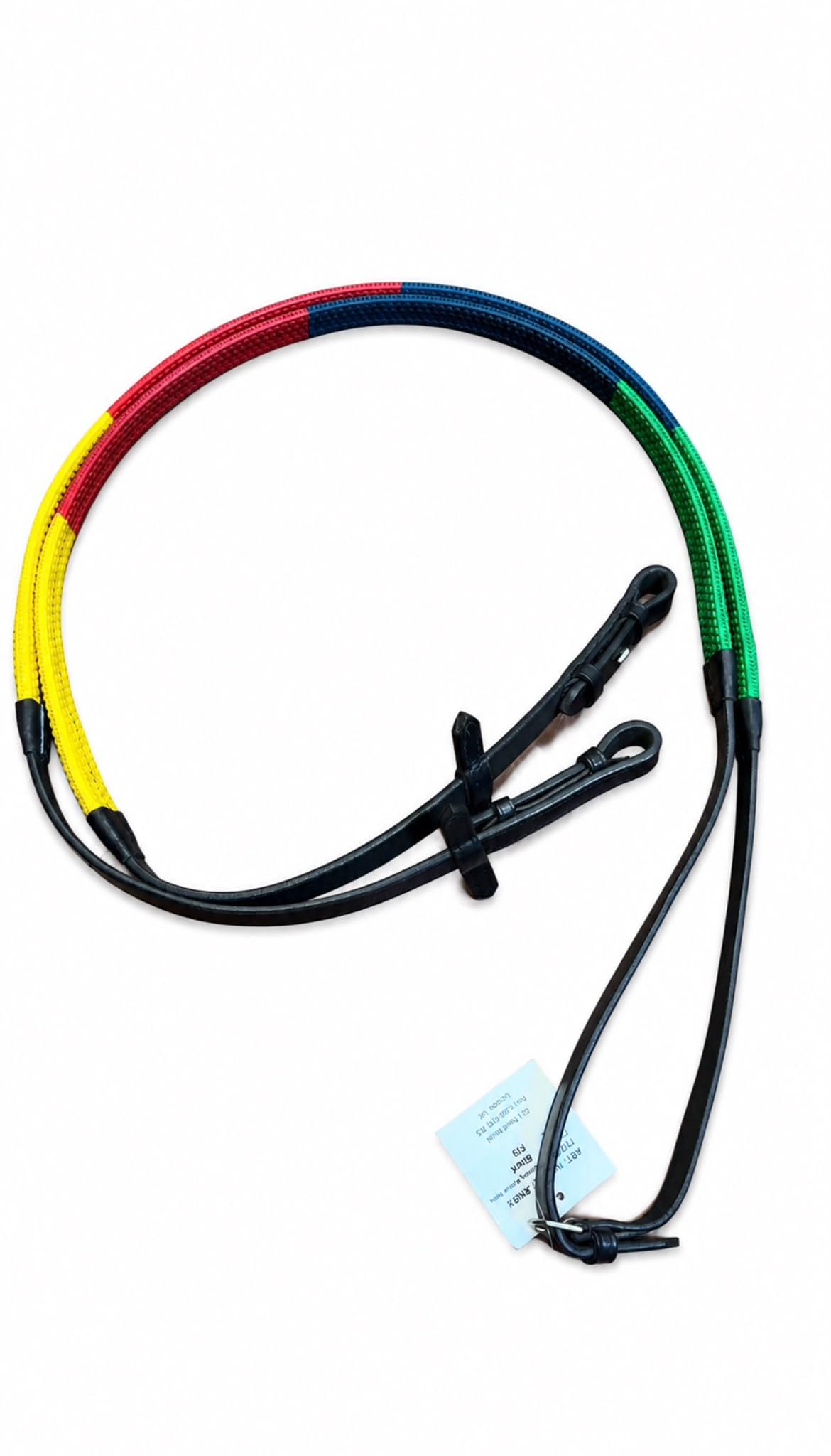Multi Coloured Rubber Grip Training Reins (Buckle End)