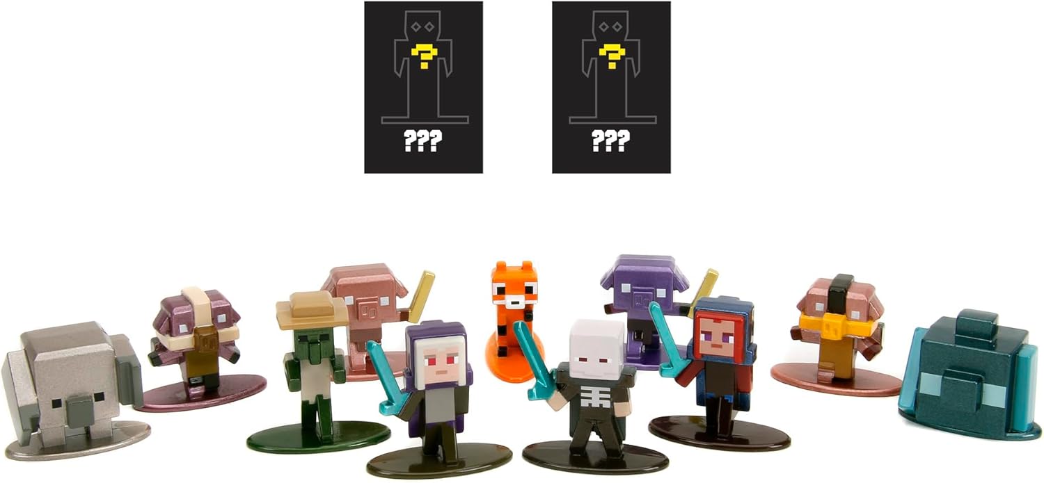 Jada Toys Minecraft Blind Pack Nanofigs Wave 2 (4 cm) - Mystery Box Figure Made of Metal, Collectible Figures Legends Series, from 3 Years, 253261001
