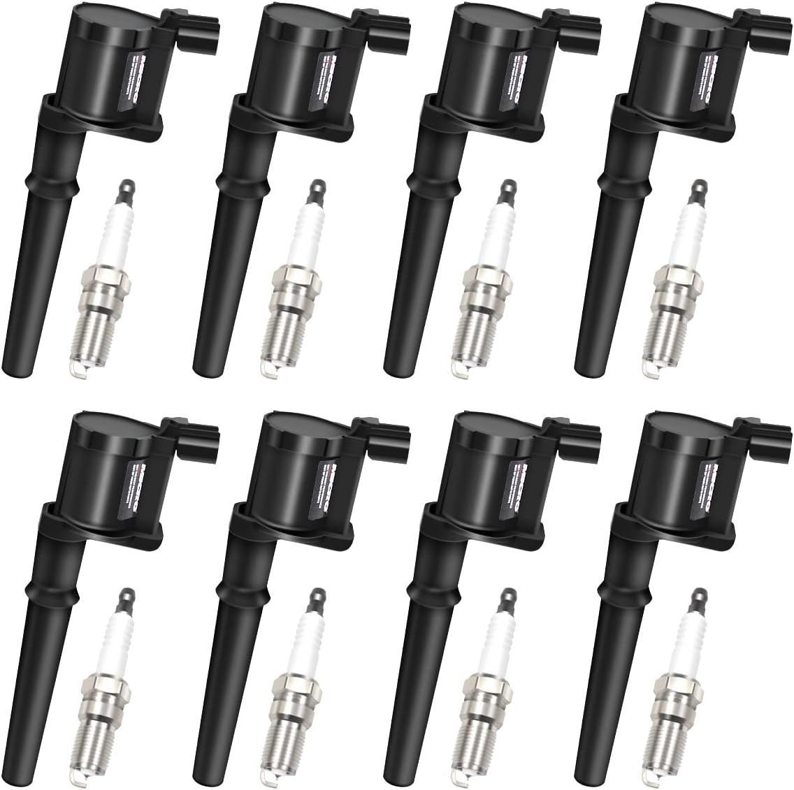 Micro Set of 8 Iridium Spark Plug SP493 and 8 Ignition Coil Pack Compatible with Ford Lincoln Mustang Navigator Blackwood Mark VIII 4.6L V8 Replacement for DG512 UF191 SP493