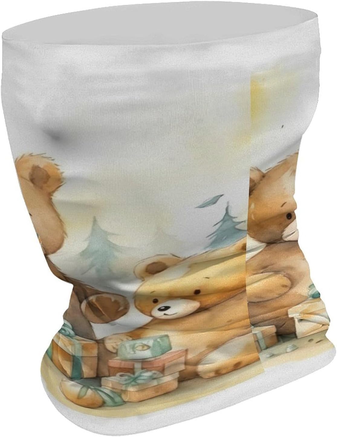 Bear in Gift Pile Winter Neck Gaiter Windproof Face Cover Scarf Stylish Warmer Bandana Cloth Soft Face Mask for Men Women Sun Cooling Scarf for Skiing Hiking Cycling