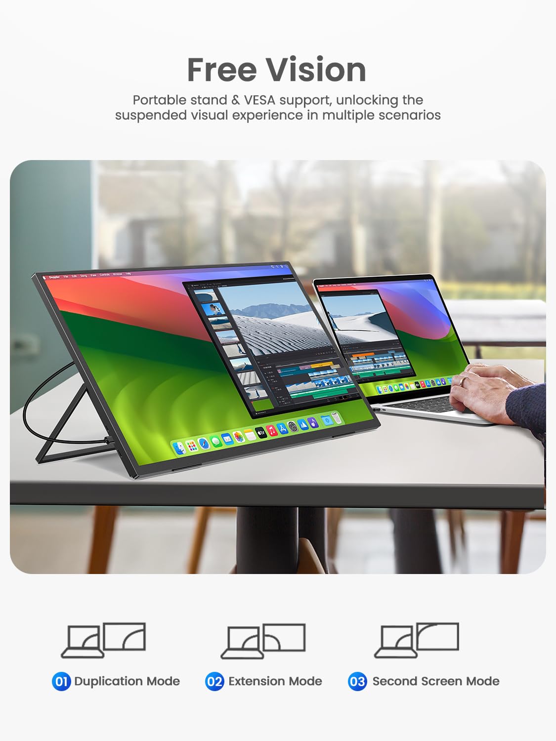 EVICIV Monitor Portatile 24,5 Pollici 2K 165Hz Grande Portable Monitor 2560 * 1440 1500:1 QHD IPS con Supporto/VESA/Mini HDMI/USB-C Schermo da Gioco Eye-Care per PC Laptop Telefono Switch Xbo
