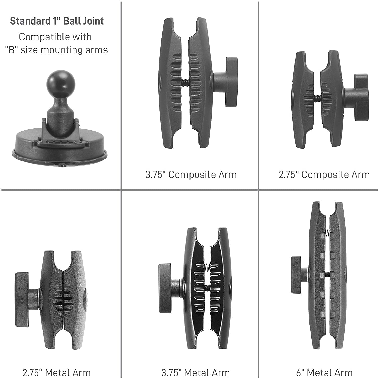 IBOLT Heavy Duty Suction Cup Mount - 25mm Ball Joint For Phones, Tablets, Barcode Scanners