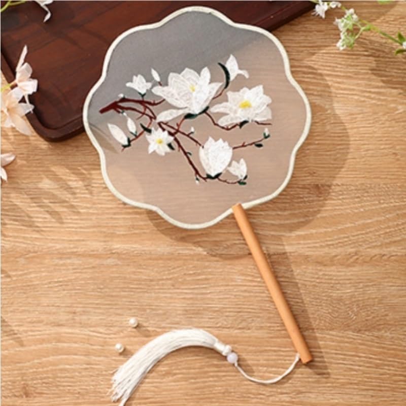 Embroidered Round Fan Ancient Dancing Chinese Cheongsam Sided