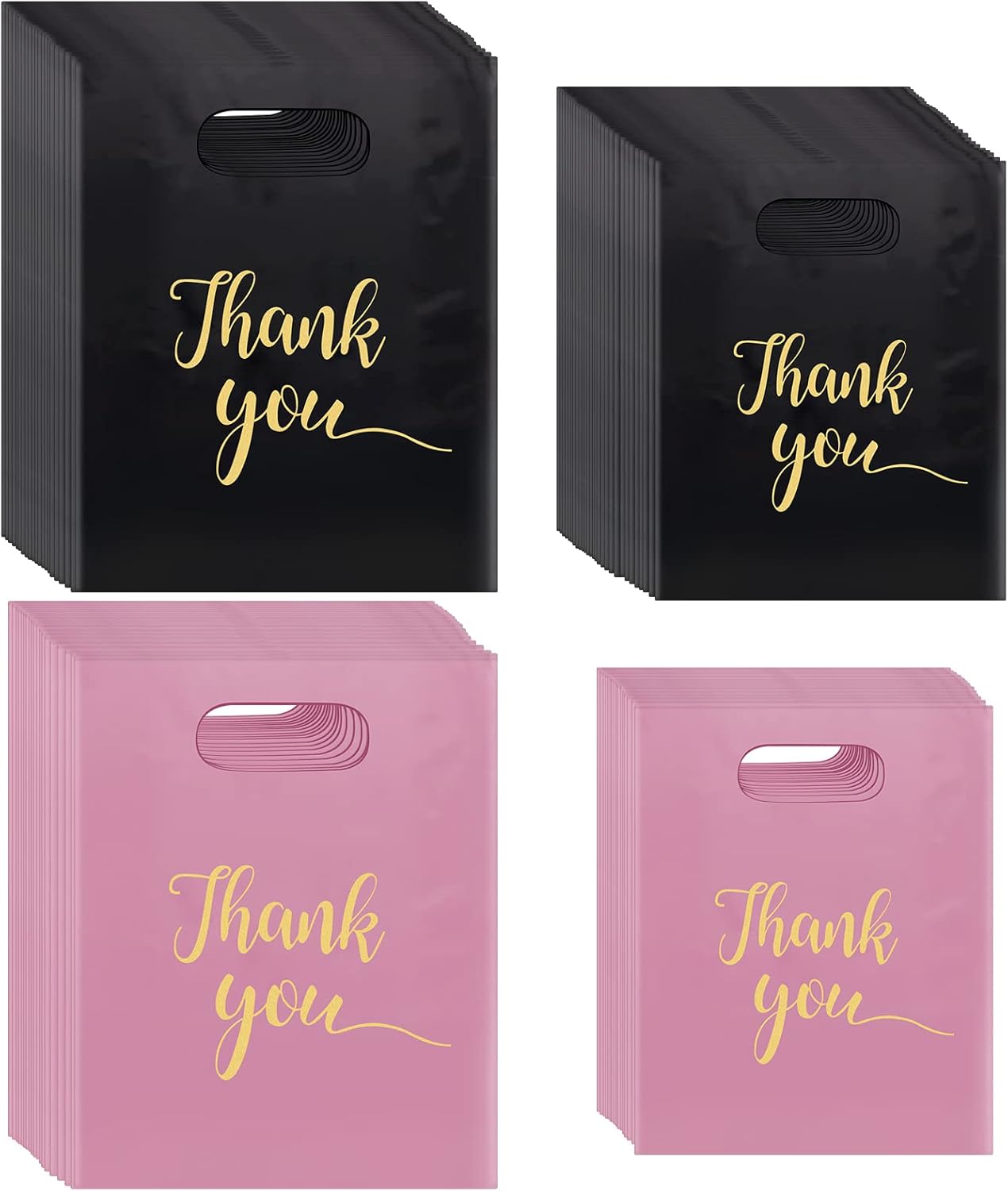 100pcs Thank You Merchandise Bag Die Cut Shopping Bags with