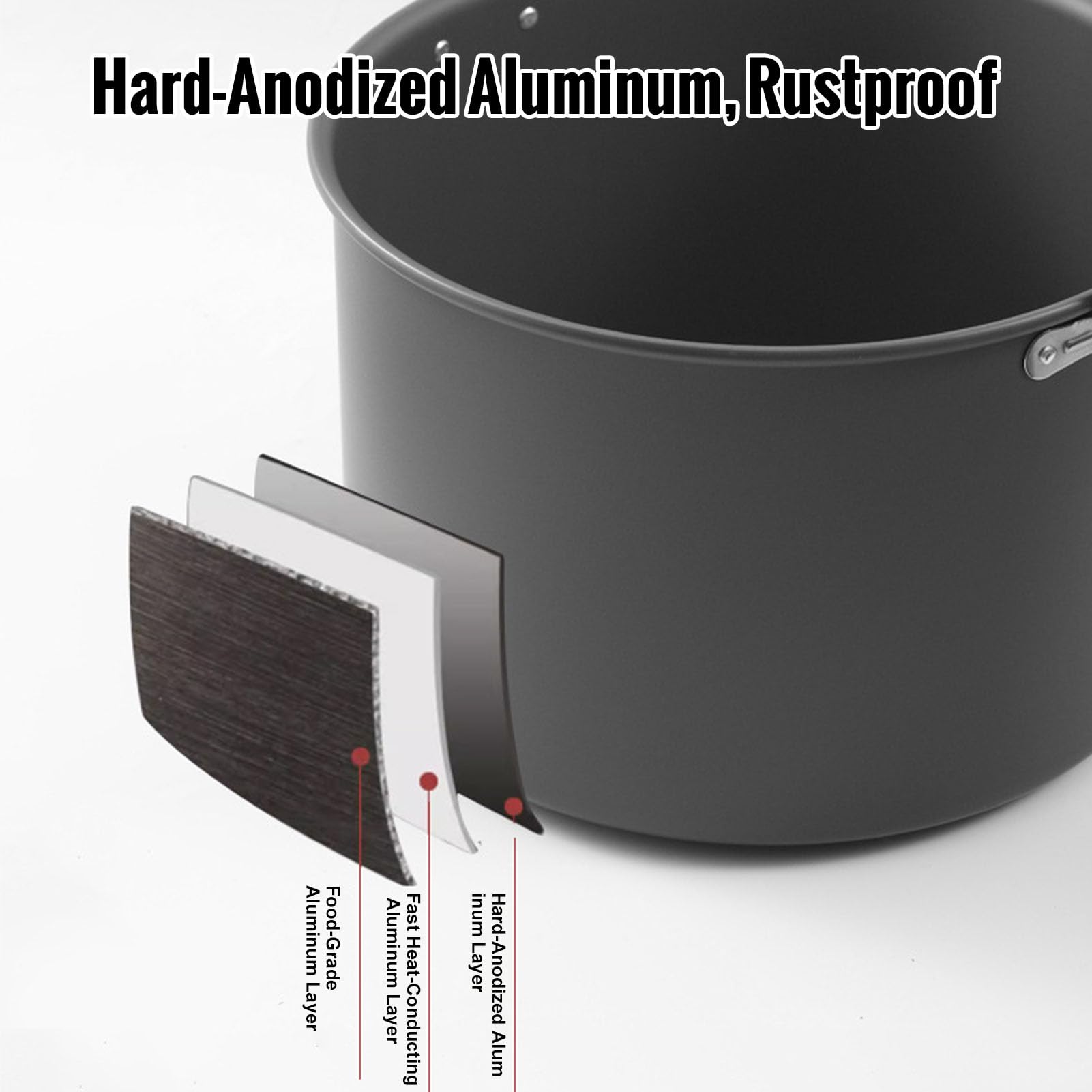 Generic Garnek Kempingowy o Pojemności 15 L z pokrywką. Solidny Zestaw naczyń do Gotowania na świeżym Powietrzu ze Stopu Aluminium dla 8–10 osób. Zawiera Stojak do Gotowania na parze.