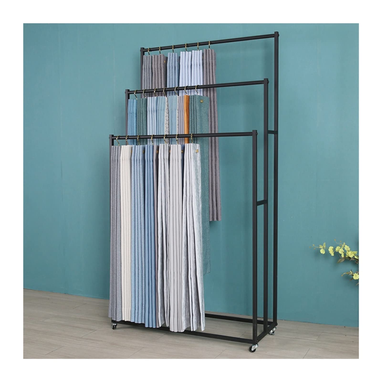 Organizadores de Bufandas, estantes de exhibición para Tiendas, organizadores para Cortinas, Textiles, muestras de Tela, Mantas, chales, Corbatas, Pantalones y,Black-100x35x180CM