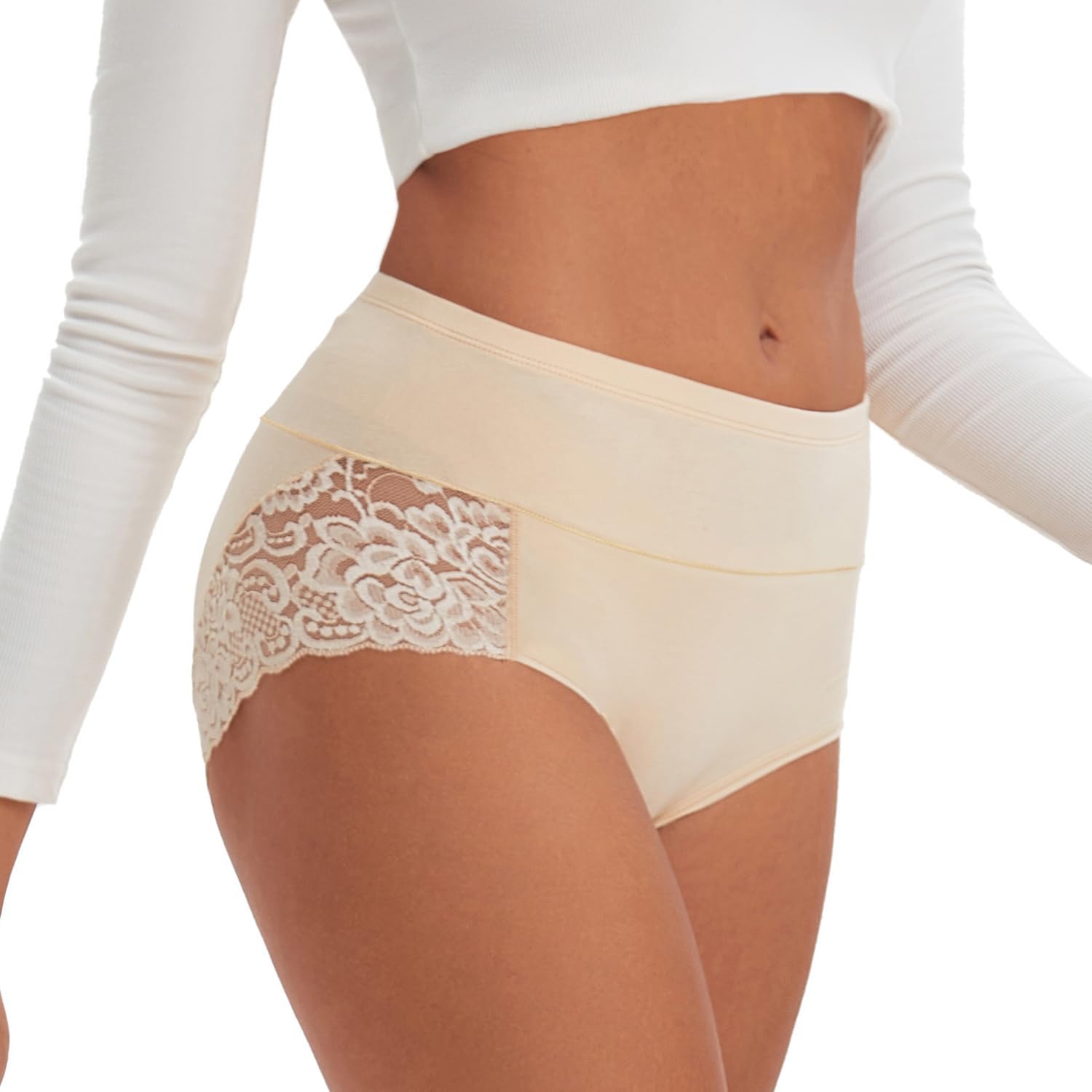 Lace Cotton Women Underwear Soft Briefs High Waisted Breathable Sexy Panties - Image 5