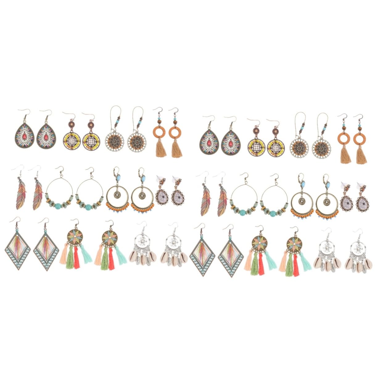 22 Pares Pendientes Bohemios Joyas Para Mujer Pendientes Decoración De Conchas Marinas Llamativos Para Mujer Joyas Bohemias Para Peine De Flujo (poliéster)