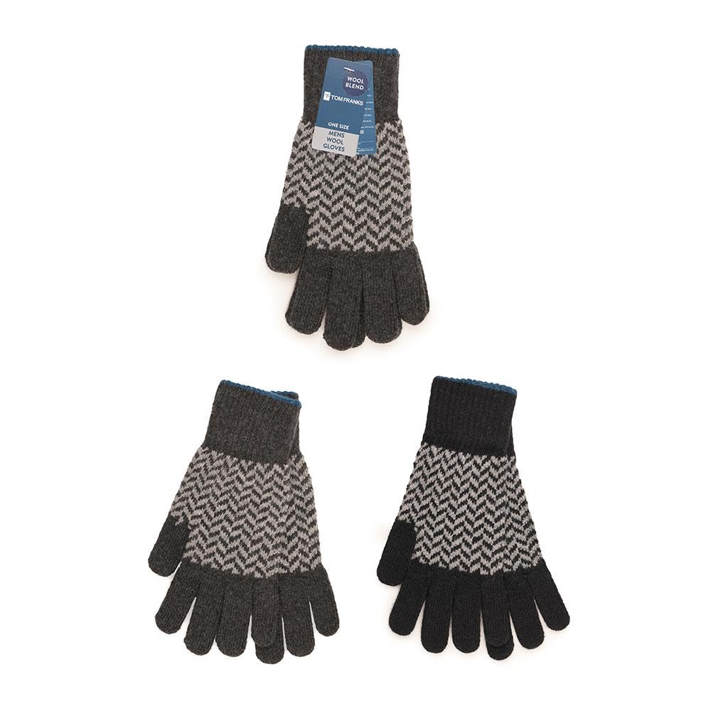 A2Z Mens hombre Paquete de 2 Cálidos Invierno Suaves Lana Guantes Dedos Enteros Afelpados Elásticos De punto Nieve Mitones Hombre