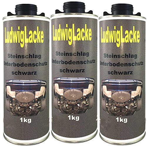 Steinschlagschutz 3 x 1Liter Unterbodenschutz Schwarz für Autolack