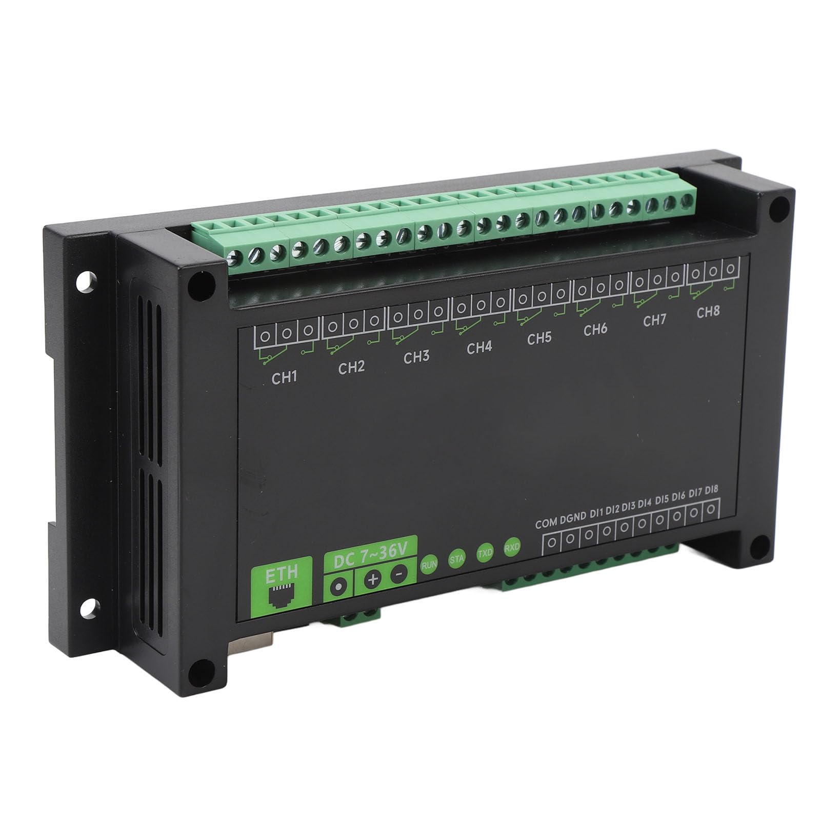 Modulo relè Ethernet 8 canali, controller industriale a relè con protocollo RTU e porta PoE, modulo relè ETH PoE 8 canali per sistemi di automazione con custodia da montaggio su gu