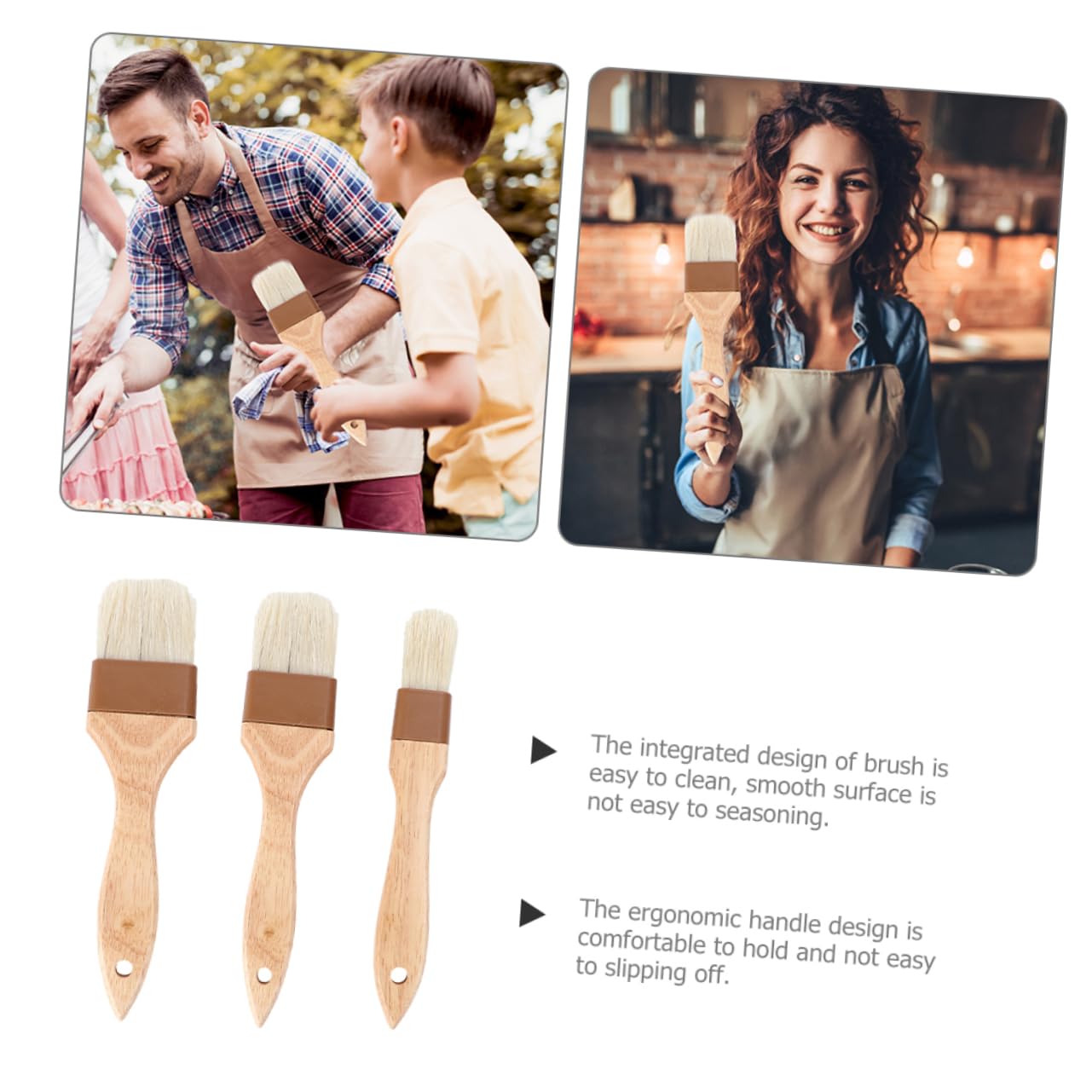 Abaodam 3Pcs Bristle Basting Brush Food Grade Kitchen Supplies for Grilling Baking and Cooking Durable Design with Ergonomic Handle for Application