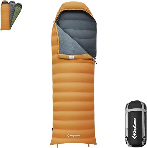 KingCamp Saco de dormir de plumón de 650 hilos, ultraligero, compacto, portátil, para adultos, clima frío, bolsa de dormir de 3 estaciones, para