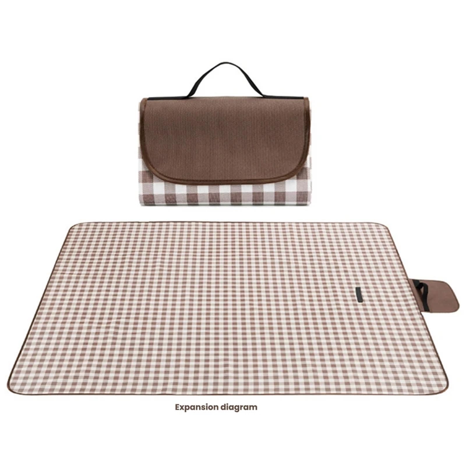 Telo Picnic Coperta da spiaggia extra, impermeabile, pieghevole, leggera, for campeggio, escursionismo, marrone