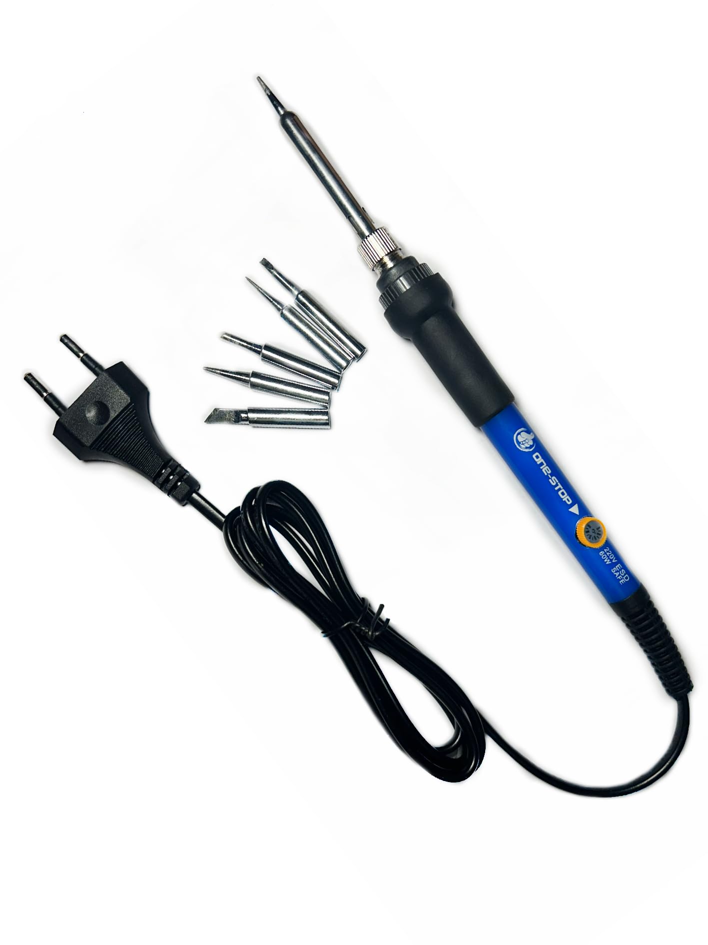 60W 220V Temperature Adjustable Soldering Iron, Fast Heating, With Extra 5 Iron Bits