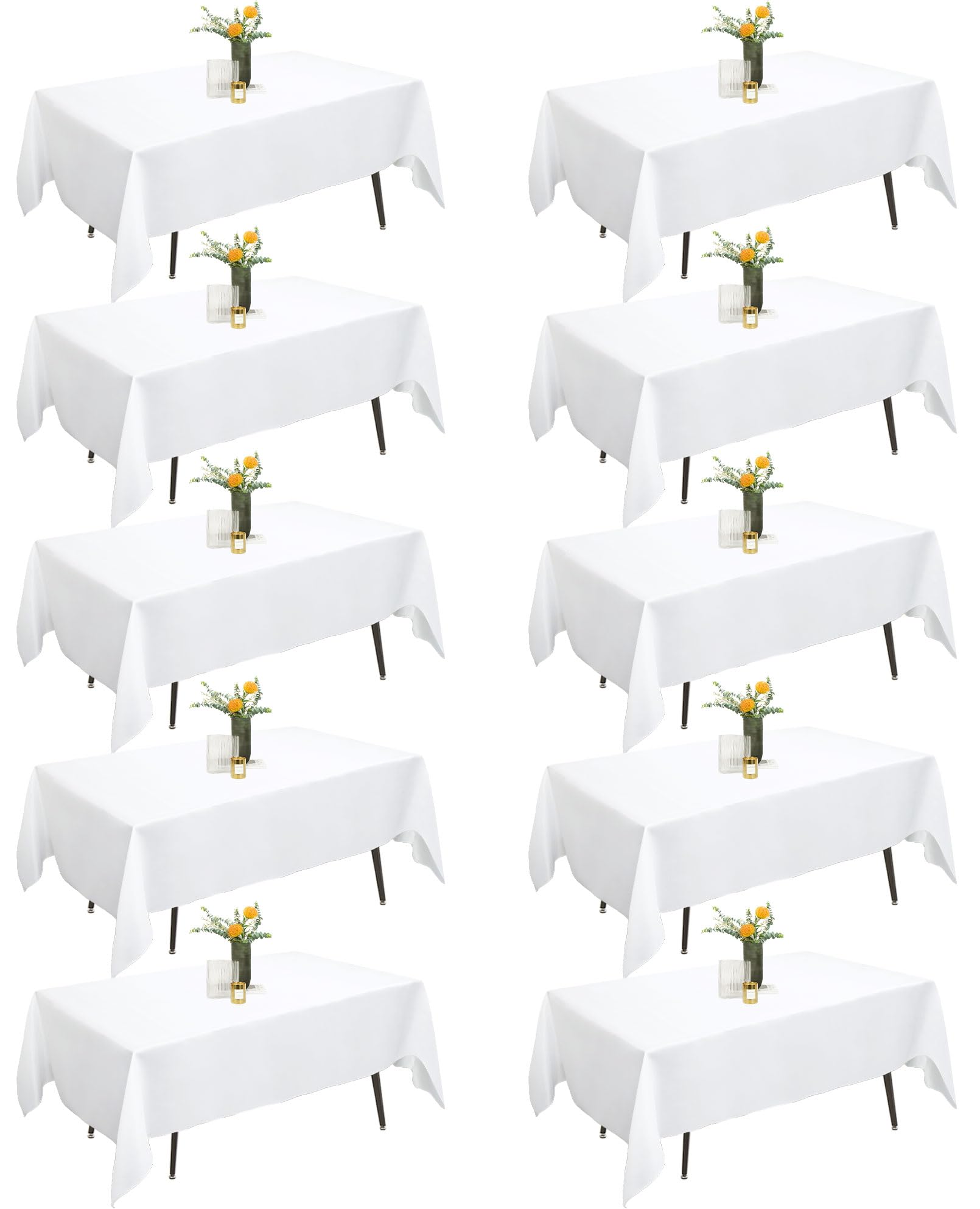 Incisite White 10Pack Table Clothes, Rectangle Tablecloths For 6 Foot Rectangle Tables,150X260 Cm Wrinkle Resistant Washable Polyester Table Covers,Polyester Tablecloth For Wedding Party Banquet Dining