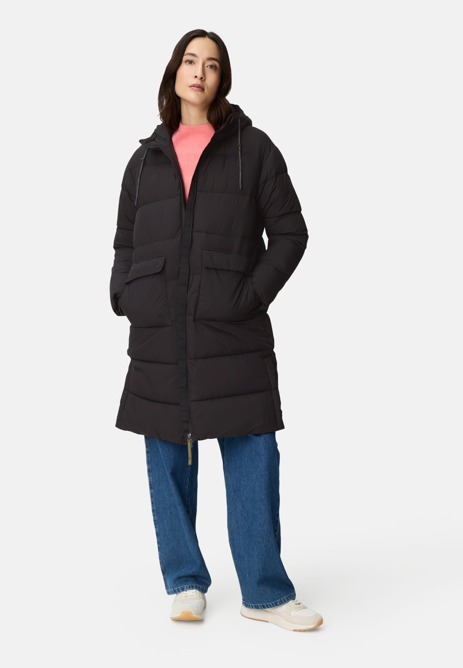 camel active Damen Steppmantel mit verstellbarem Saum und fester Kapuze