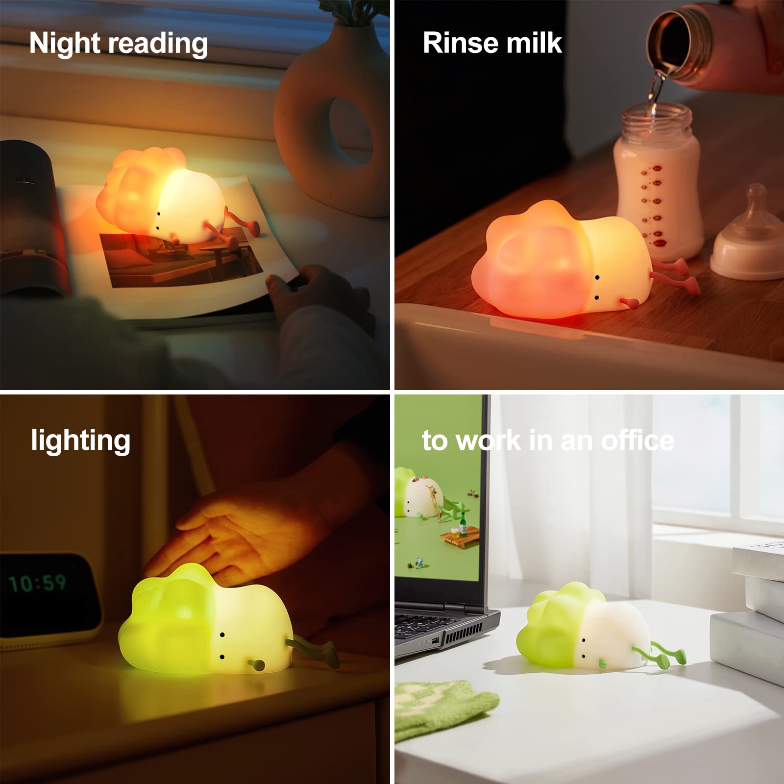 RAZURE Mini lámpara LED de escritorio, bonita lámpara táctil de silicona con temporizador, luz nocturna portátil ajustable para niños, estudiantes, regalos, adornos de escritorio