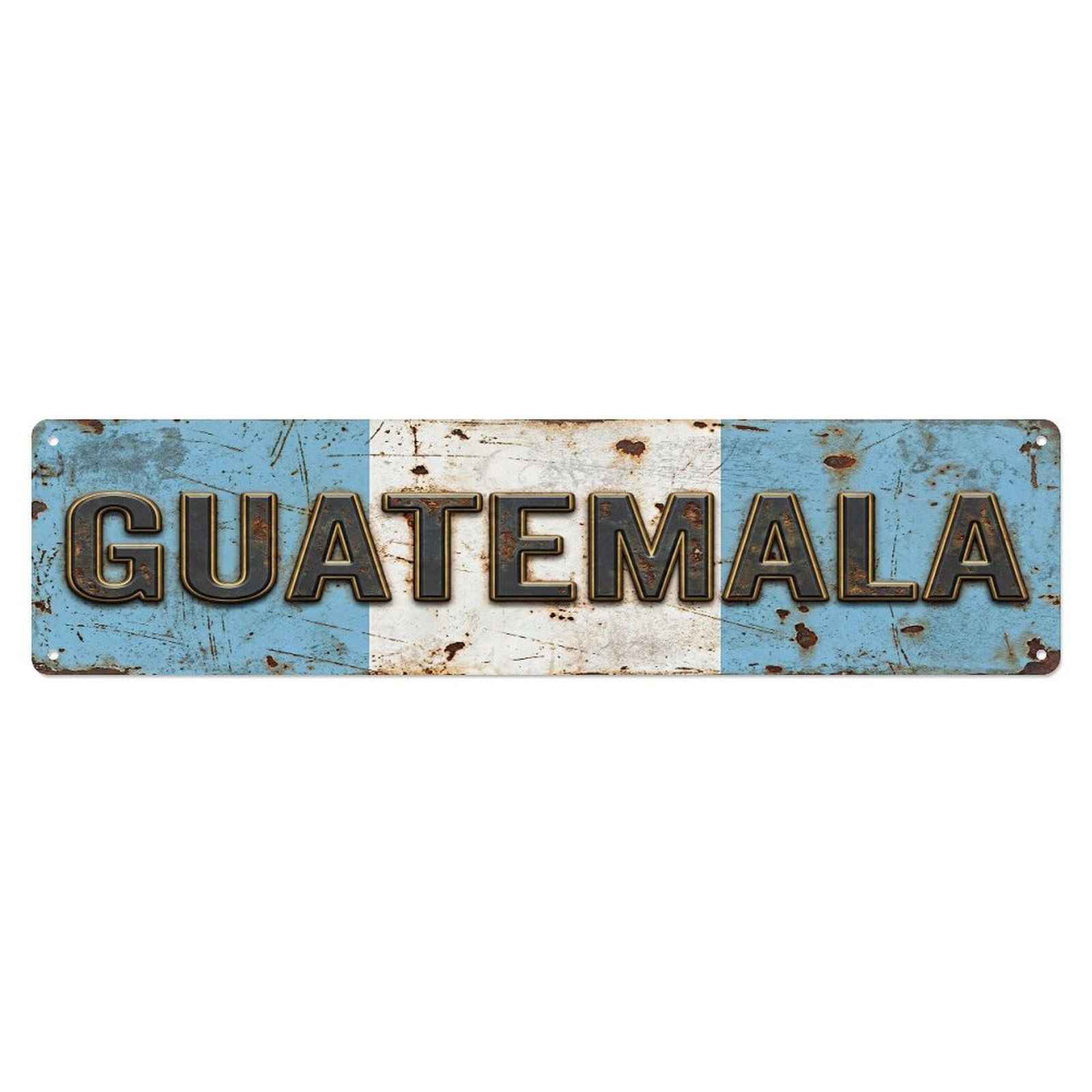 Vintage Guatemala Flag Pattern Metal Tin Sign