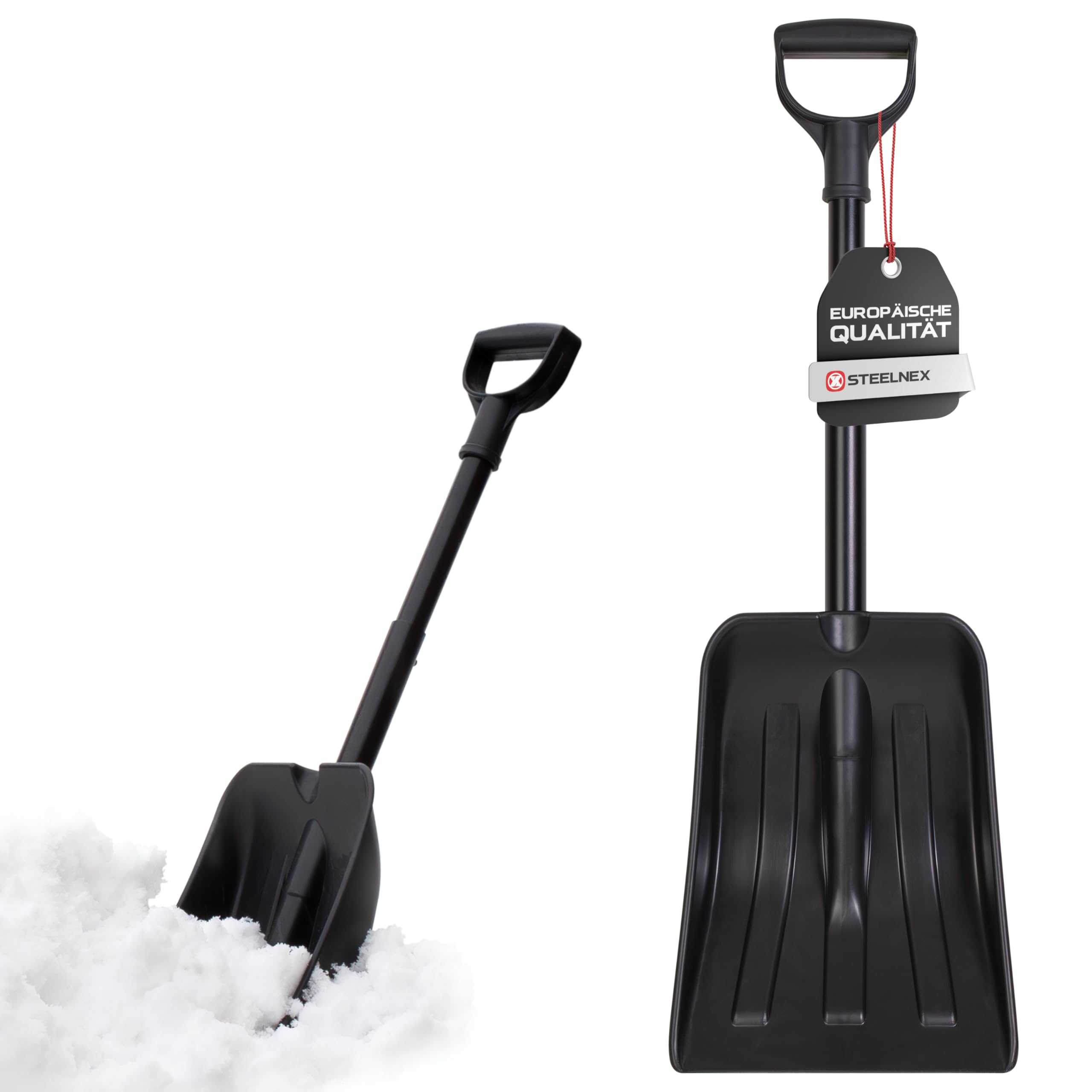 Schneeschaufel klappbar - Auto Schneeschieber Aluminium mit T-Griff - Kompakt Klappspaten für Winter Notfall - Gartenschaufel Lawinenschaufel Teleskopstiel