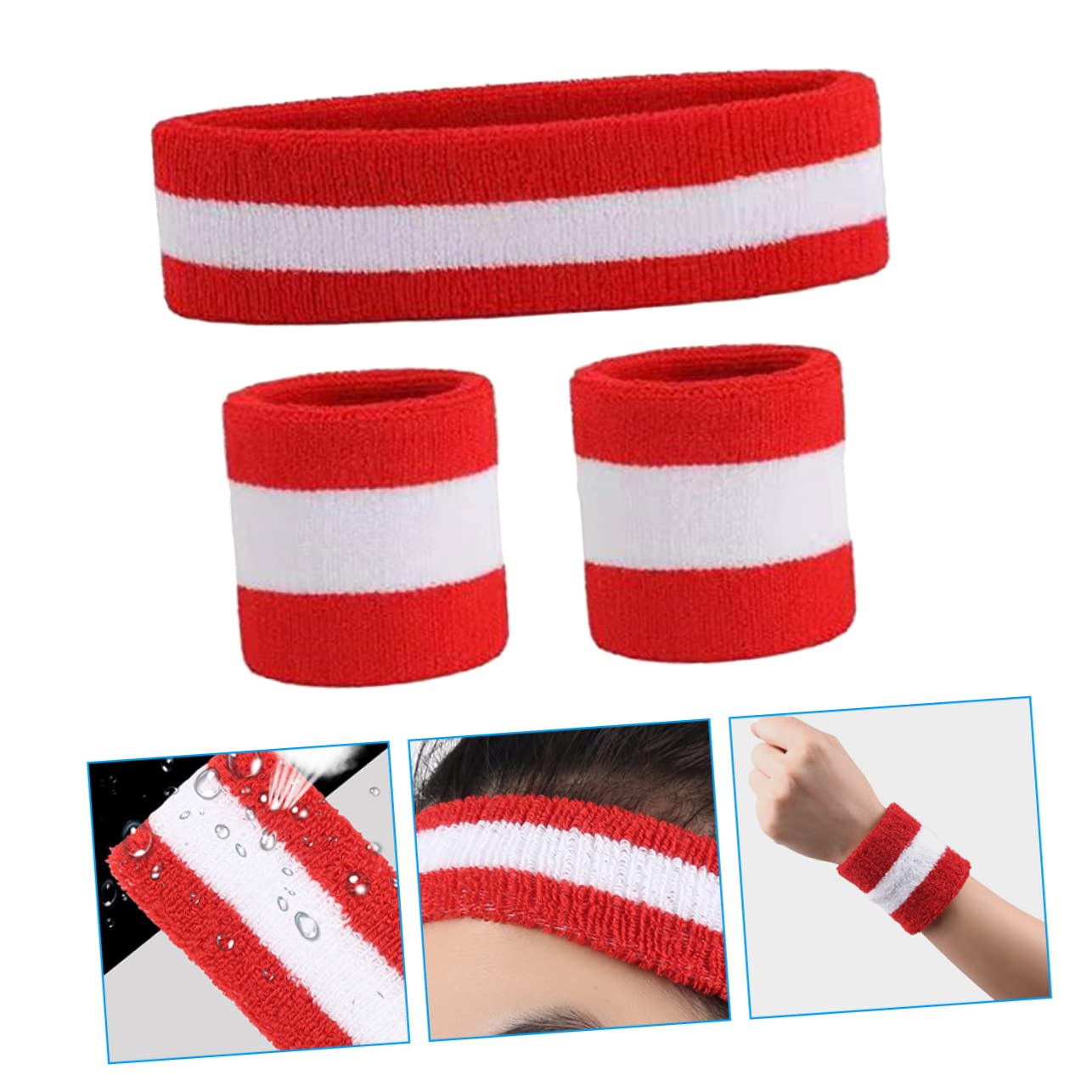 Didiseaon 2 Set Fascia Sportiva Braccialetto Fasce Per Esercizi Per Le Donne Fasce Per Il Sudore Da Polso Per Le Donne Fasce Per Allenamento Per Gli Uomini Fasce Per Allenamento Da Uomo
