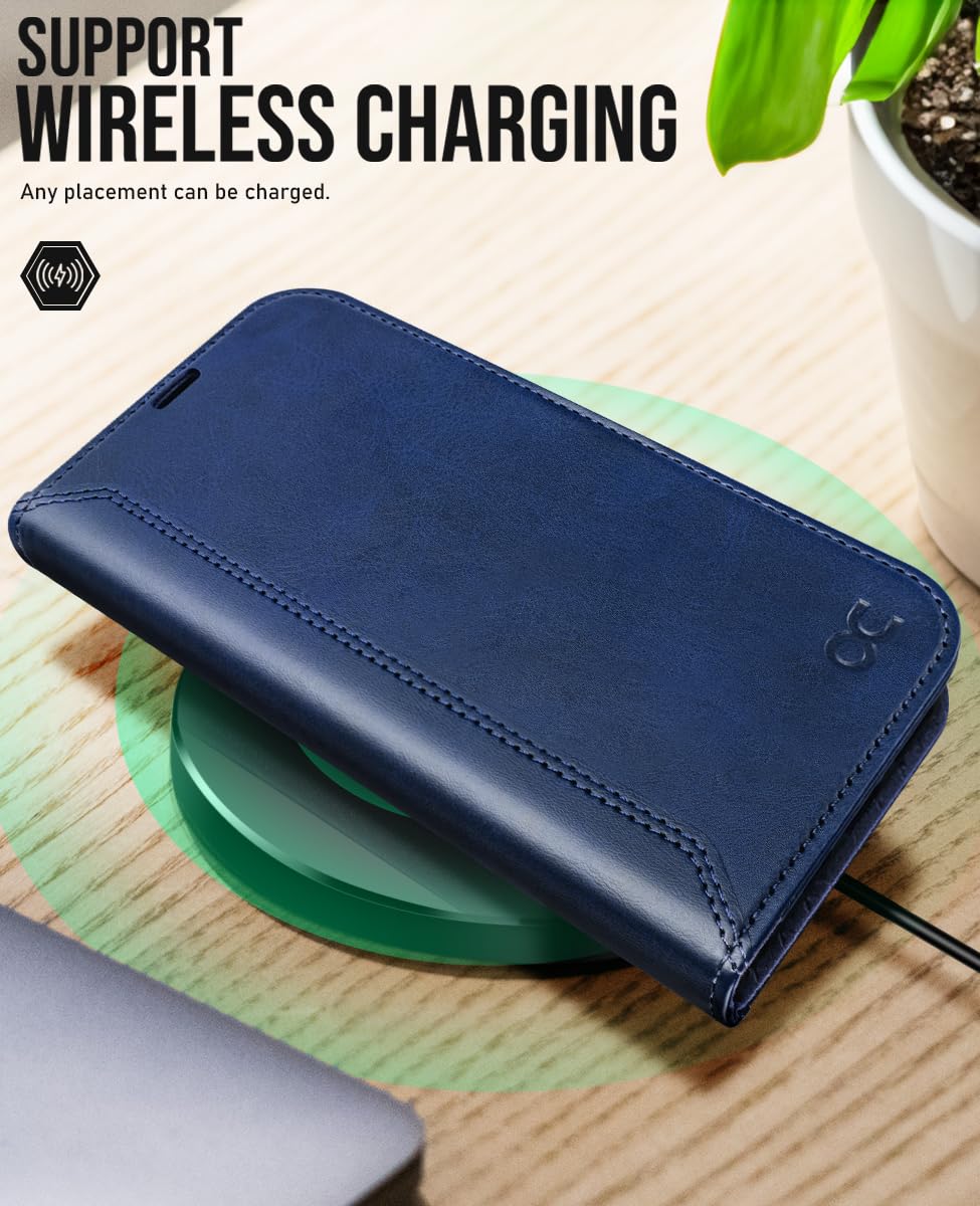 OCASE for iPhone 16 Pro Case, PU Leather Wallet, Magnetic Flip Folio Cover with RFID Blocking, Card Holders, Shockproof TPU - Image 4