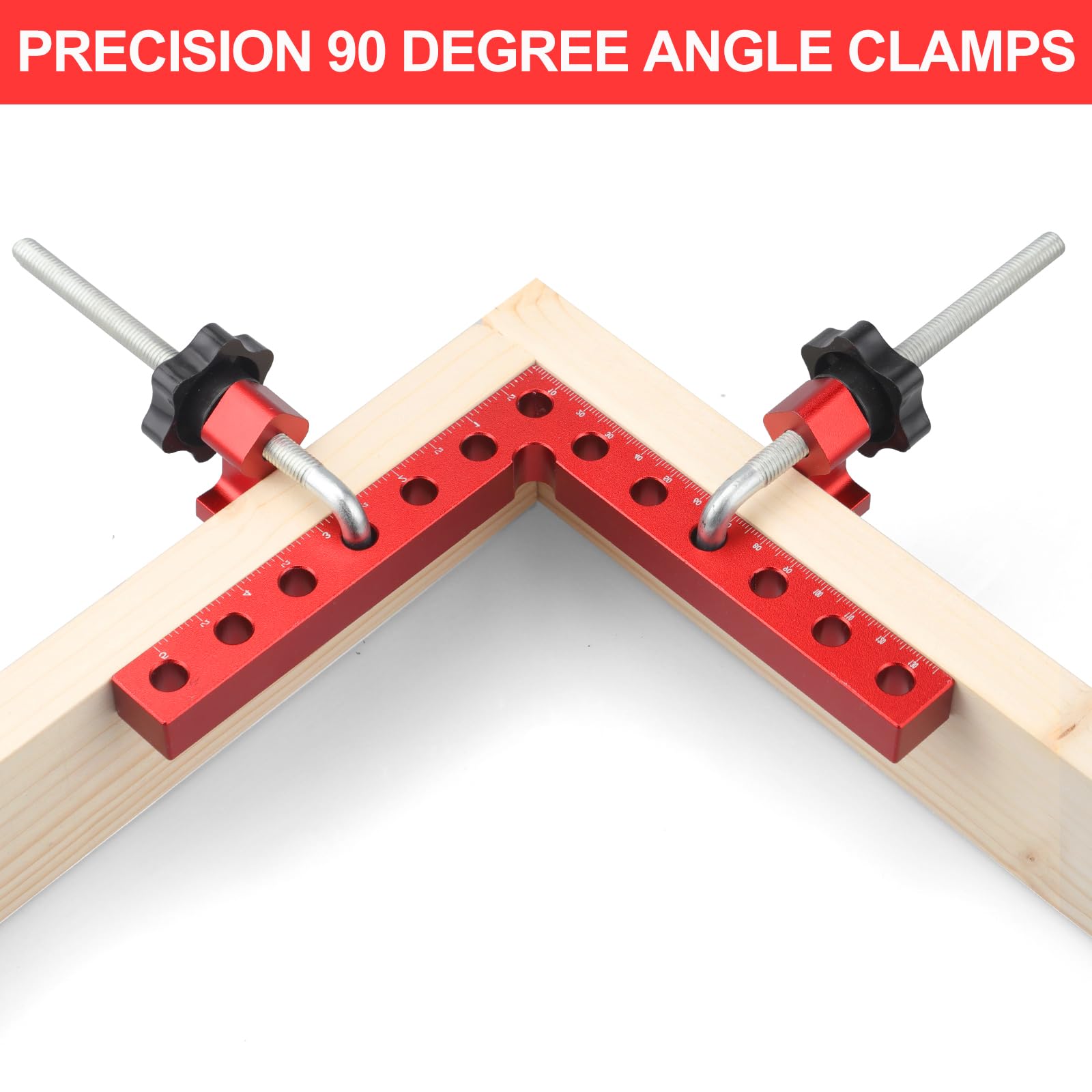 Abrazaderas en Ángulo de 90 Grados - 140mm/5,5" Sargentos Carpintero Ángulo Recto Tipo L con 8 abrazaderas, Cuadrados de Posicionamiento de Aluminio, Sargento Escuadra para Carpintería (4 Piezas)