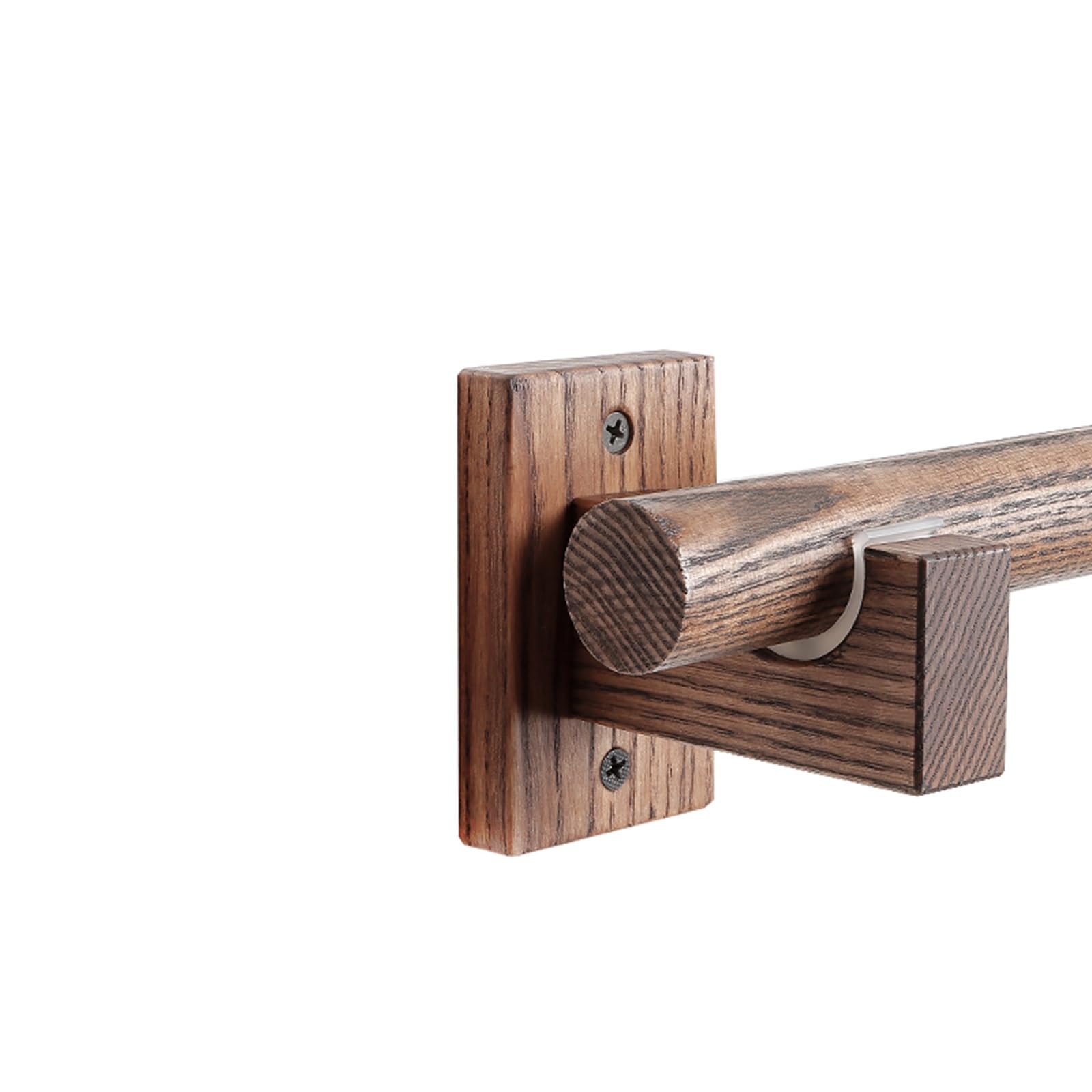 YPAPBHT Walnut Solid Wood Roman Rod Curtain Rod Hanging Ring Rail Living Room Bedroom Silent Curtain Track Bracket Set(180CM,Single pole)