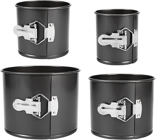 Miniatura 5 de Springform - Juego de 4 moldes para pasteles (4, 4, 7, 5.7 y 6.7 pulgadas), mini molde antiadherente de acero al carbono para tartas de queso, a