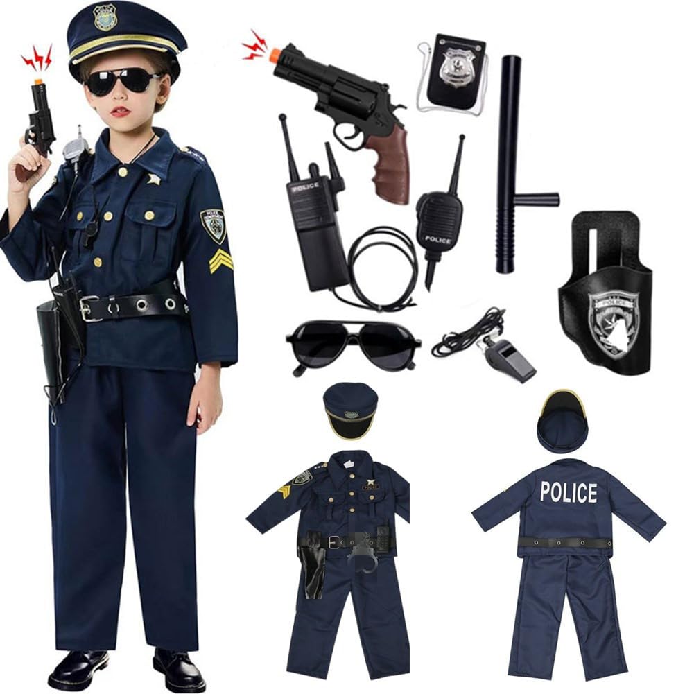 [Be-Unique] 警察官 コスプレ キッズ ポリス 男の子 コスチューム 12点セット ハロウィン 警察 コスプレ衣装 お巡りさん 制服 子供 仮装 変装 cosplay パーティー イベント 演出服 舞台服 学園祭 文化祭 [並行輸入品]