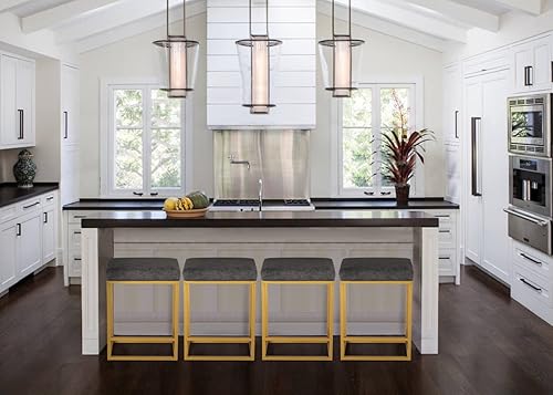 Miniatura 10 de ErsteBravo Juego de 3 taburetes de bar de altura de mostrador gris para encimera de cocina de 24 pulgadas sin espalda modernos taburetes de bar