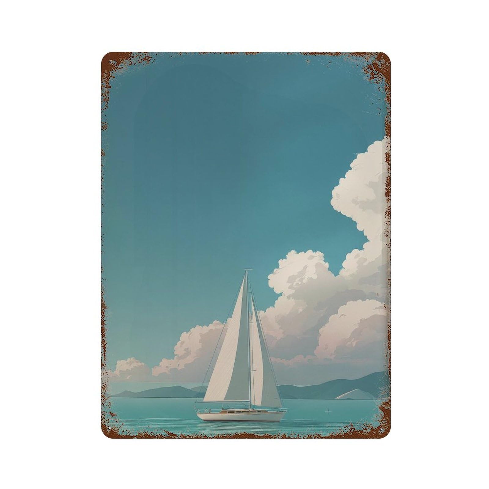 xiaoxiaoshen Sailboat. Minimalist Calming Wall Decor Art Metal Tin Poster Modern Home Decor Art Home Bar Shop Decorations Vintage Sign 40x30cm