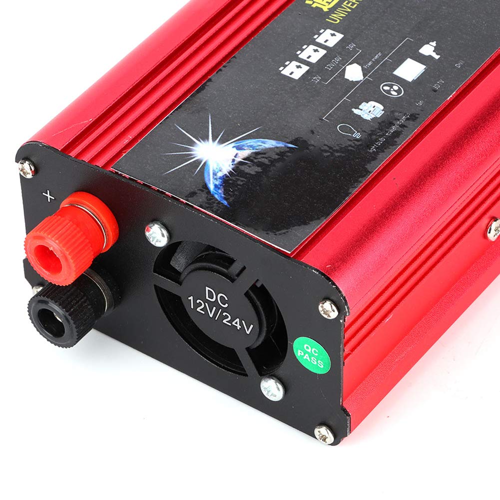 Qiilu Inversor de Corriente 1500W para Coche, Transformador De 12v A 220v Convertidor Onda Pura sinusoidal con Puertos USB De 3,1