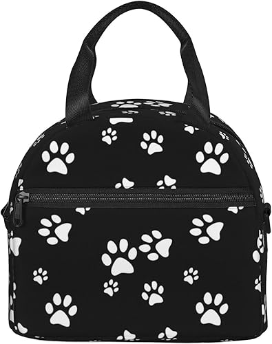 Miniatura 2 de Perinsto Lonchera reutilizable con diseño de patas de animales para mujeres, bolsa de almuerzo de gran capacidad con bolsillo lateral y correa para