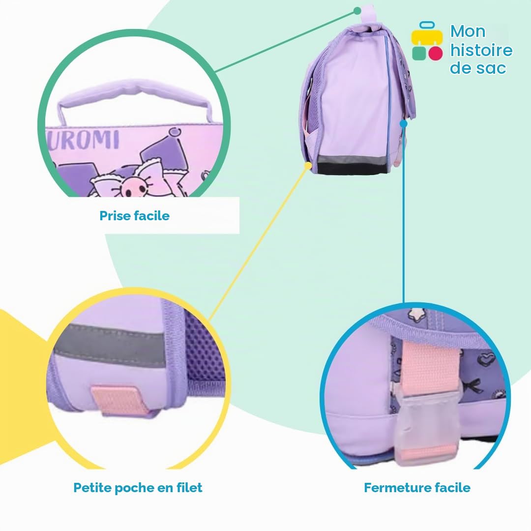 mybagstory | Cartable Kuromi | Double Compartiment | Violet 33x12x38 cm