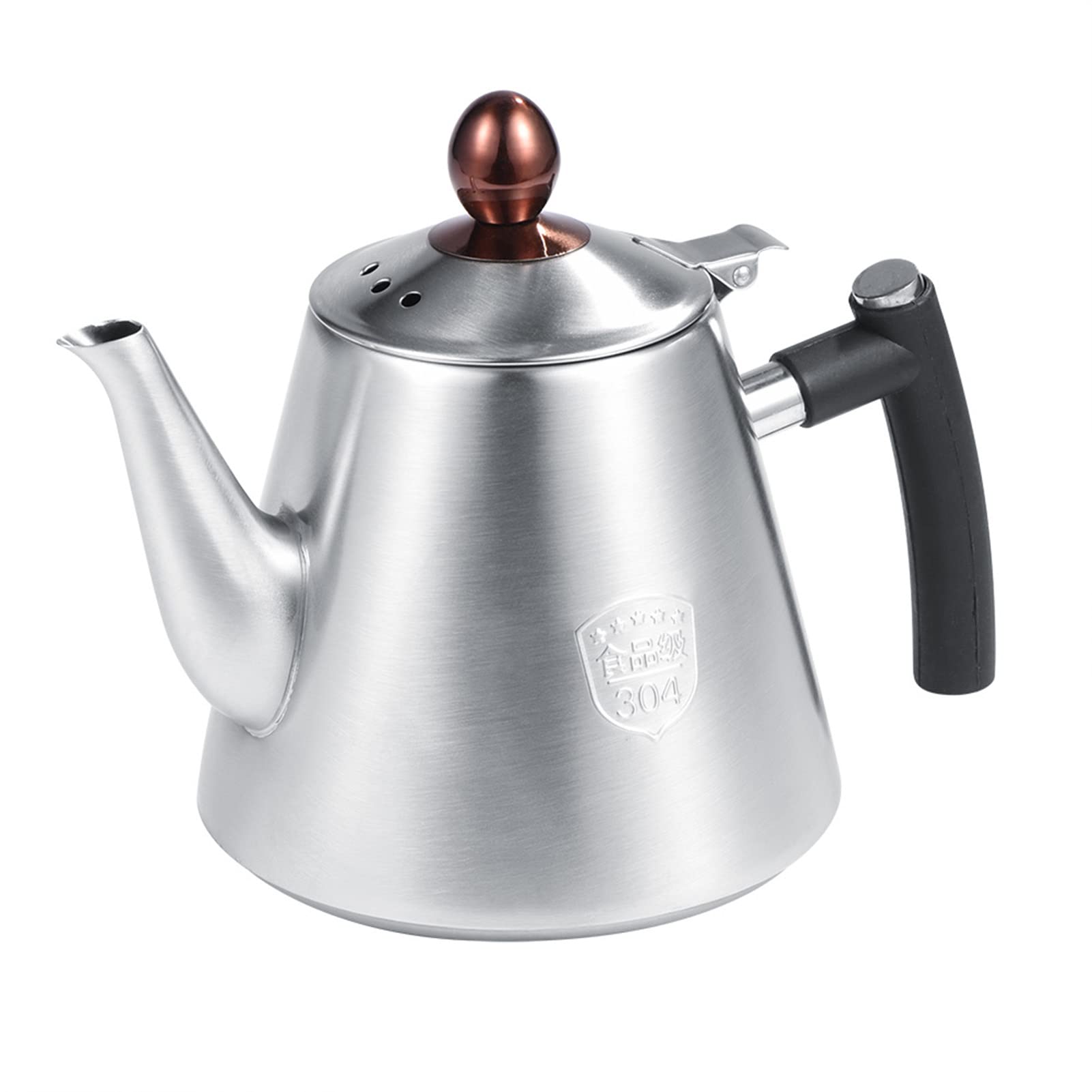 Théière en Acier Inoxydable, Bouilloire, Poignée en Silicone Résistante à la Chaleur pour Cuisinière à Induction (SILVER)