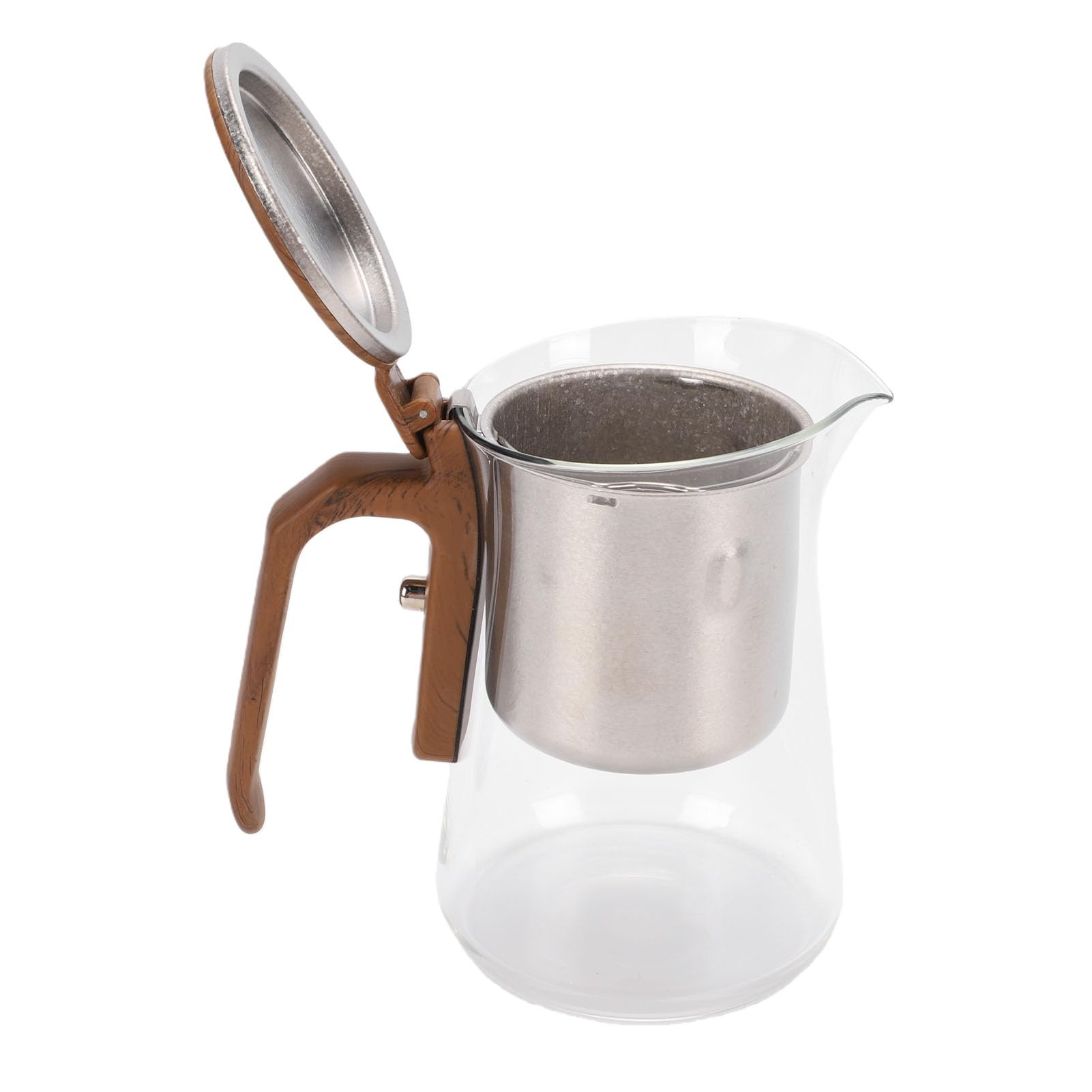Pssopp Tetera de Vidrio con Infusor, Tetera con Tapa Abatible Magnética, 600 Ml, for té e Infusiones
