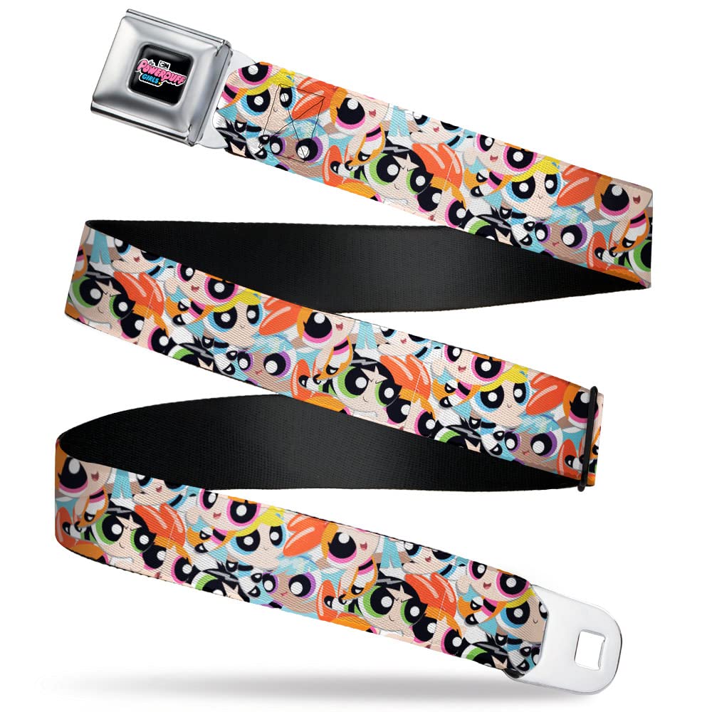Warner Bros. Animation Belt, Seatbelt Buckle Belt, The Powerpuff Girls Expressions Stacked, Youth 20 to 36 Inches