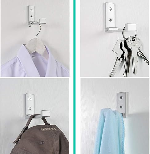 Miniatura 4 de Ganchos plegables para abrigos, ganchos de pared para colgar colgadores de tela de aleación de aluminio, colgador de abrigos, auriculares, gancho