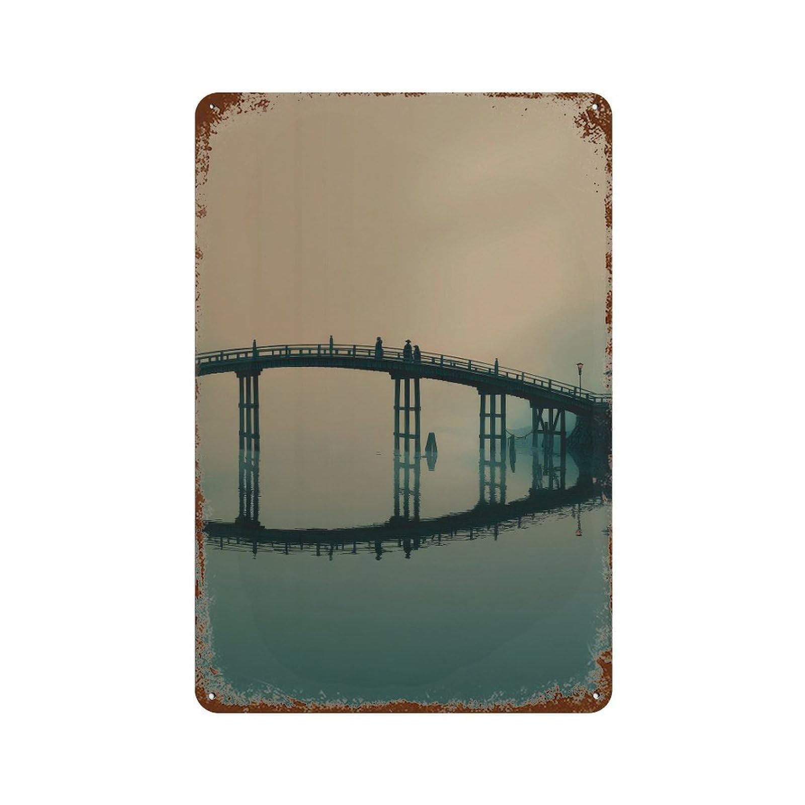 xiaoxiaoshen Japanese Bridge. Minimalist Serene Wall Decor Art Metal Tin Poster Modern Home Decor Art Home Bar Shop Decorations Vintage Sign 30x20cm