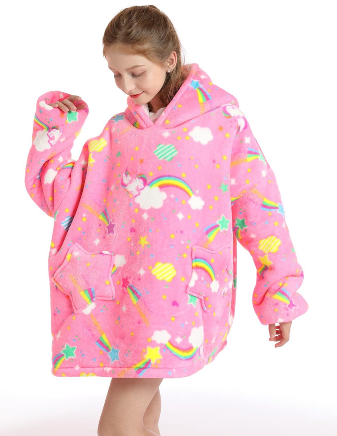 Sudadera con Capucha para Niñas Sudadera con Capucha de Gran Tamaño para Niños con Bolsillo Ropa de Invierno