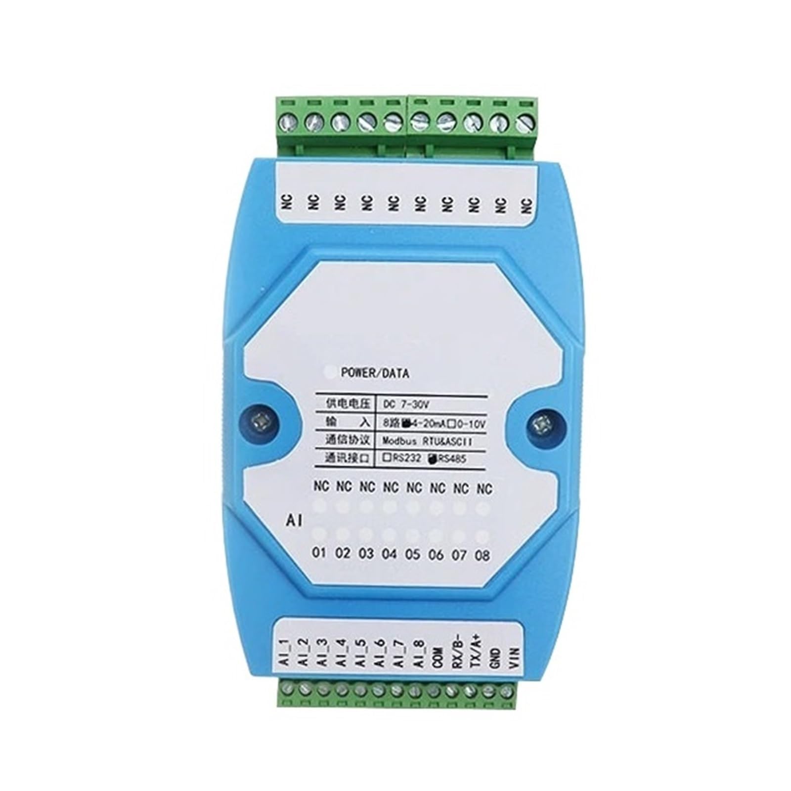 KSZHZYMGX 8 channels relay output isolated RS485 communication signal acquisition module(4way 4-20mA to rs485)